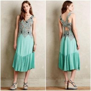 Maeve Anthropologie Teal Paisley mermaid dress